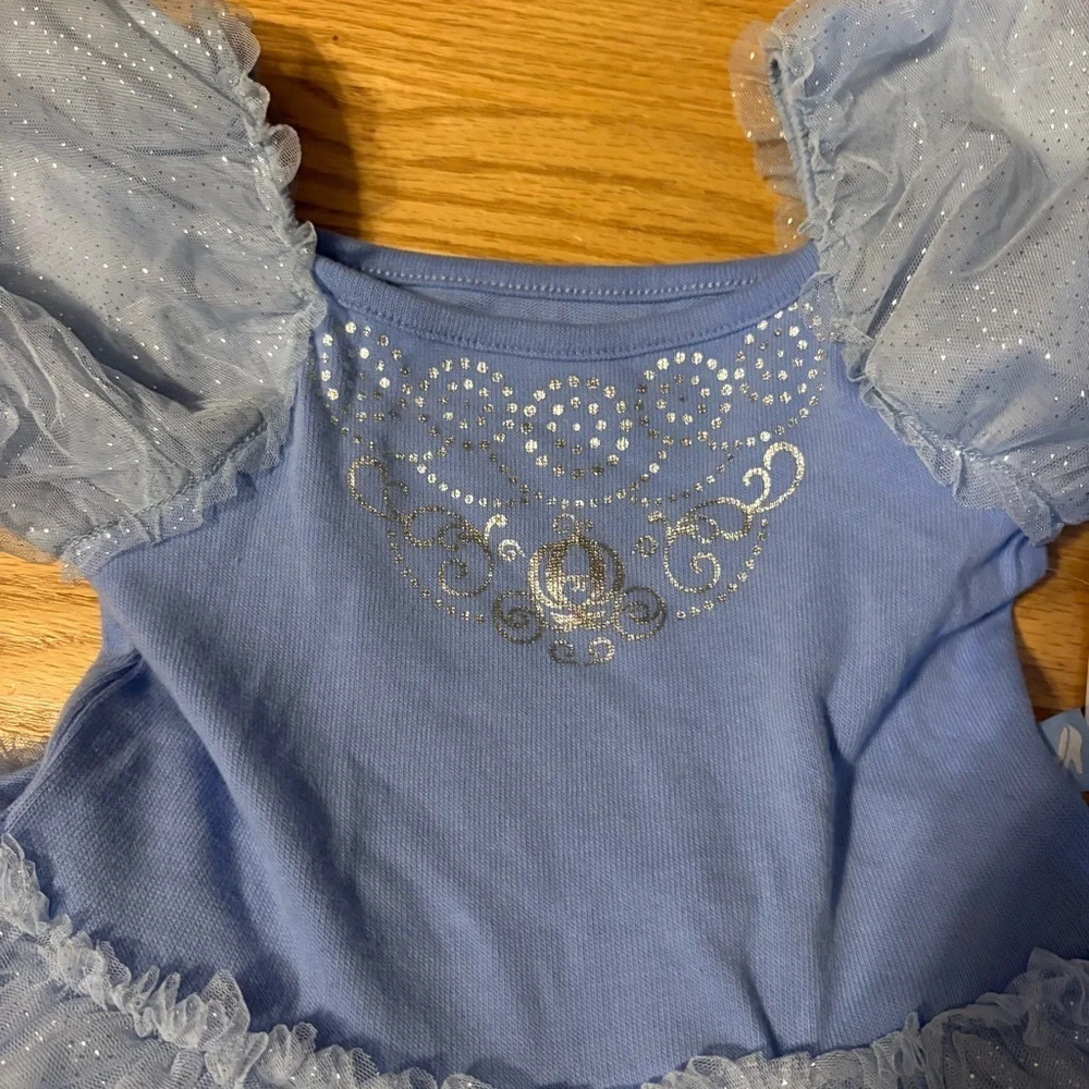Disney Cinderella Tulle Princess Dress Kids NEW 2T 3T 4T 5T Blue Puff Sleeve